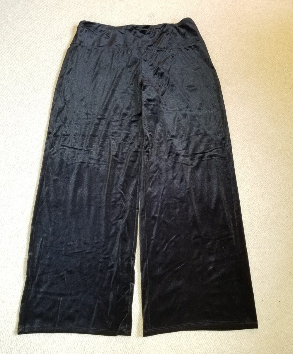 Womens Pants-J. JILL WEAREVER COL-black velvet "Smooth-Fit Full Leg" pull-on-L